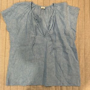 ARITZIA Wilfred Linen Short Sleeve Top Blue Size Medium
